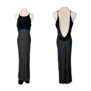 Pianoforte di Max Mara Black Velvet & Crepe Evening Gown IT 42 US 6